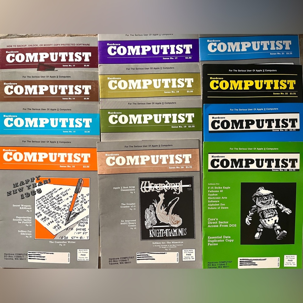 12 Hardcore Computist Issues 1980’s Collectible Rare. Superb condition.